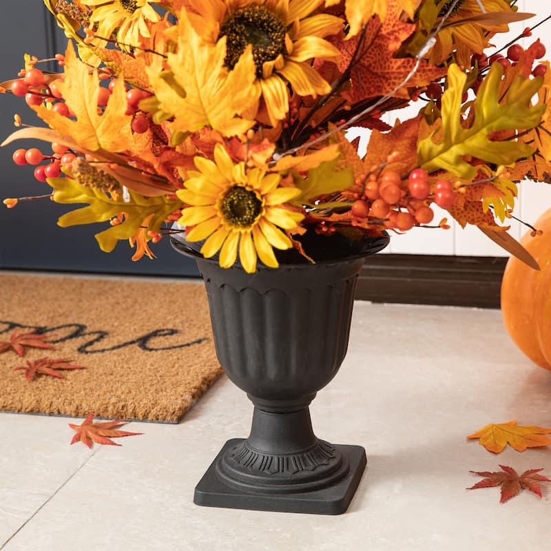 Glitzhome 3FT Fall LED Lighted Maple Leaves Urn Potted Porch Tree with Timer