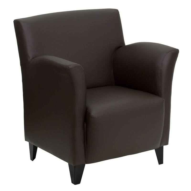 Contemporary Upholstered Lounge Chair with Flared Arms - Brown