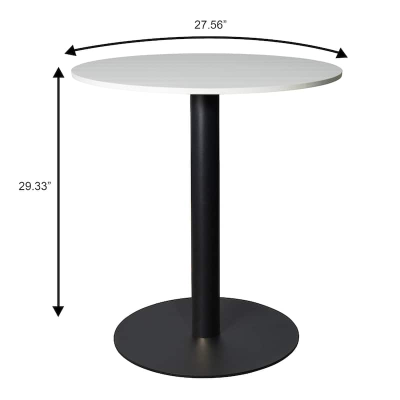 Vail Round Dining Table with 27 in. MDF Tabletop in Black Stainless Steel Round Base Accent Kitchen Table