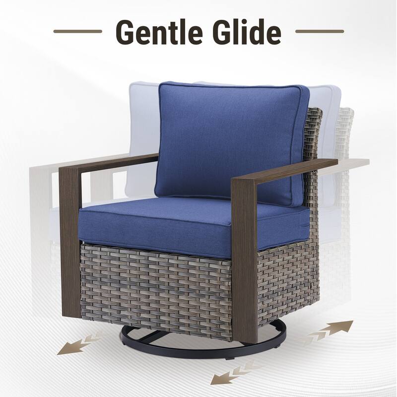 Meyreso 5-Piece Wicker Patio Conversation Set with Fire Pit & Plush 4.5" Olefin Cushions