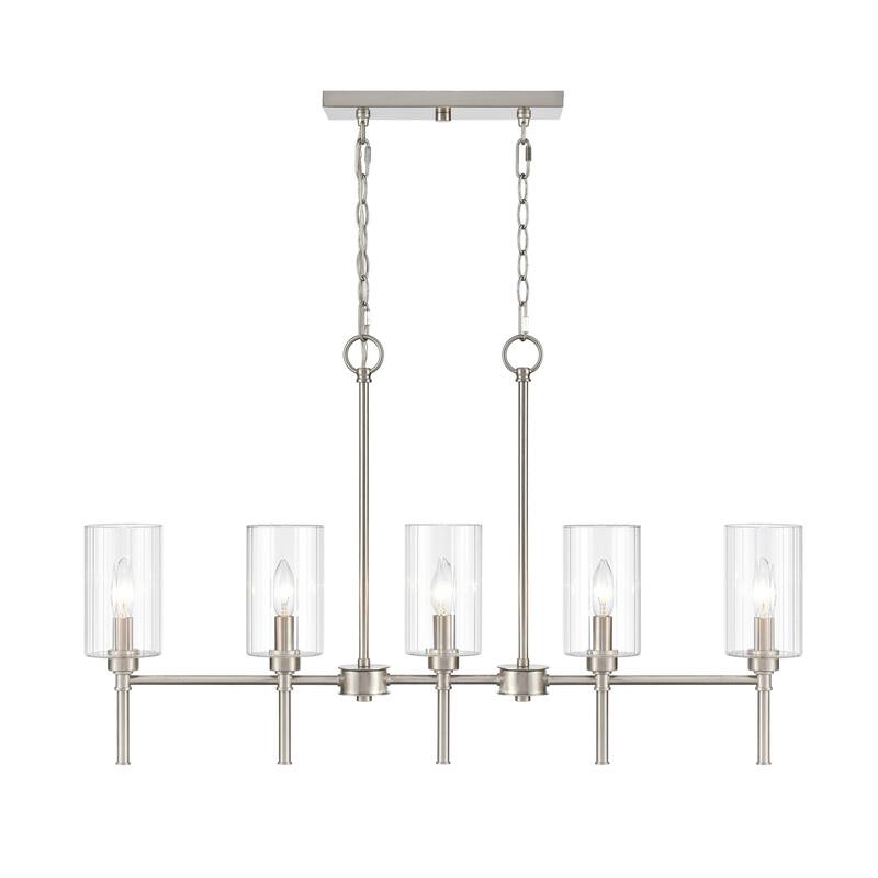 Millennium Lighting Chastine 5 Light Chandelier with Clear Rippled Glass Shades - Brushed Nickel