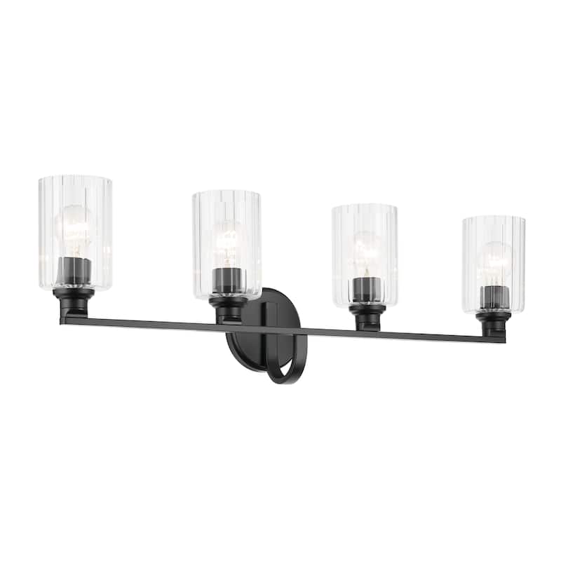 Kichler Lighting Gioe 32.25" 4-Light Vanity Light with Clear Fluted Glass in Black