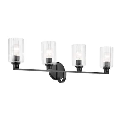 Kichler Lighting Gioe 32.25" 4-Light Vanity Light with Clear Fluted Glass in Black
