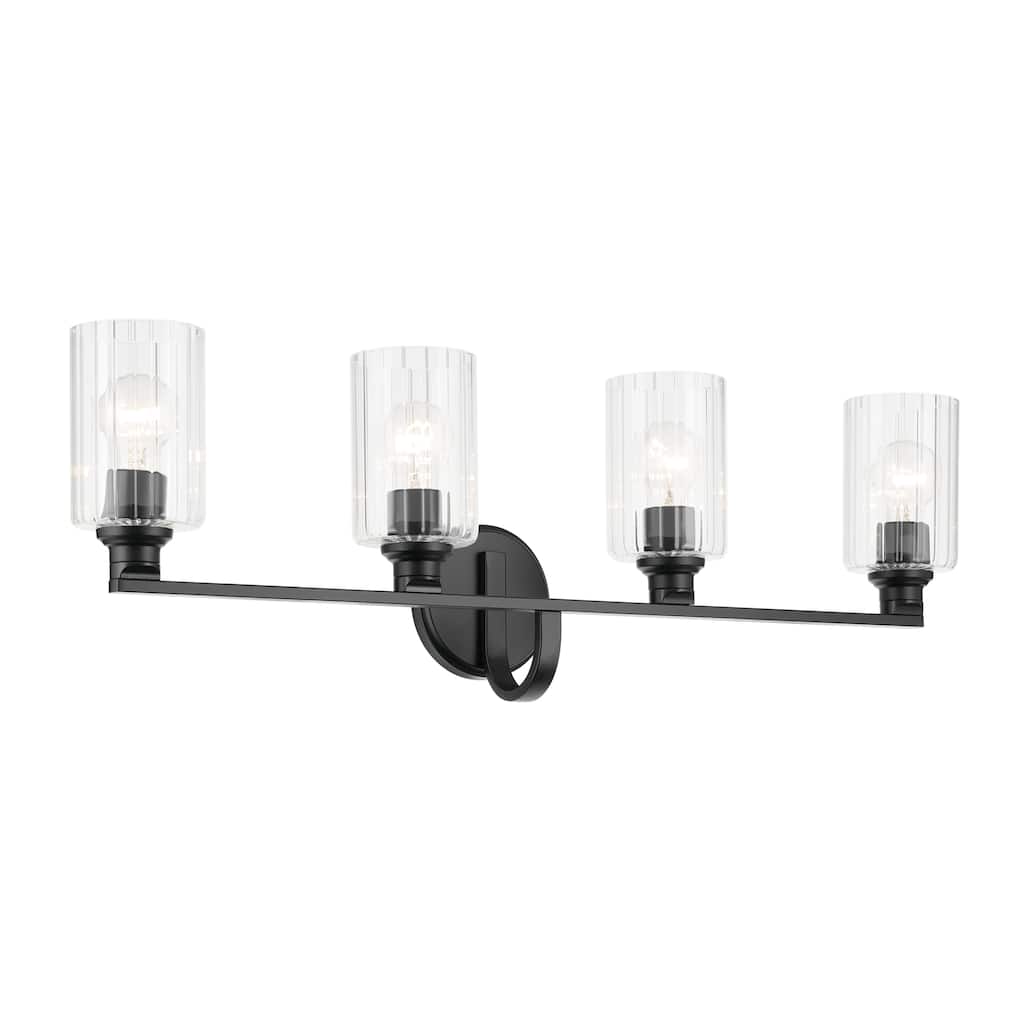 Kichler Lighting Gioe 32.25" 4-Light Vanity Light with Clear Fluted Glass in Black