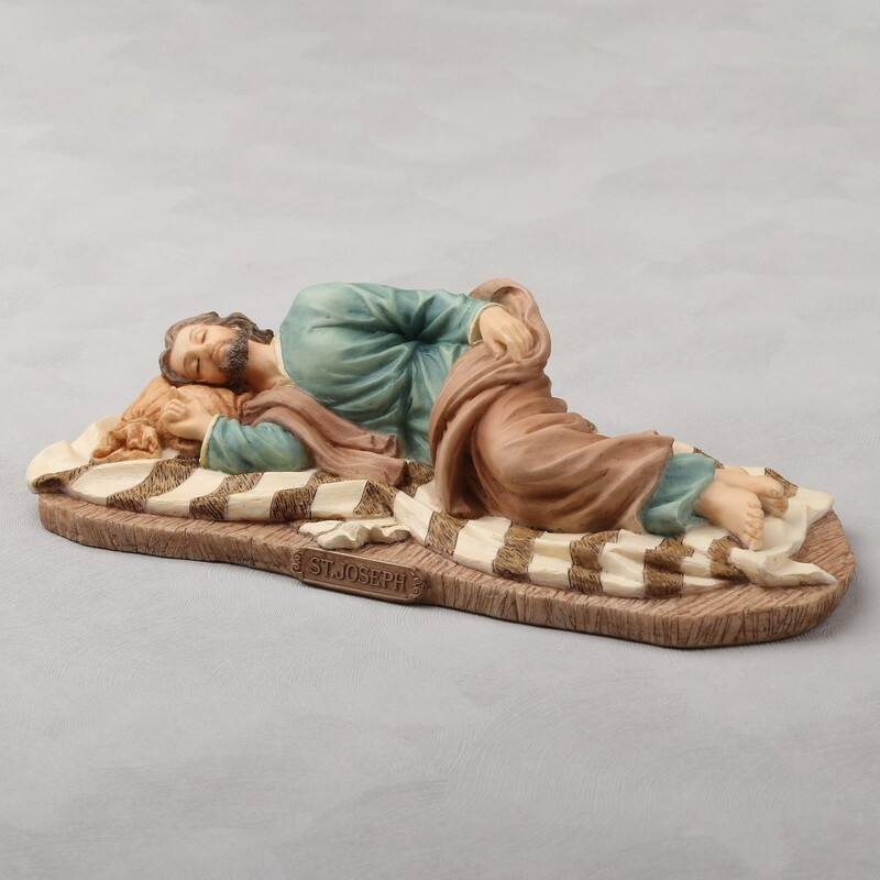 8.3 inches Width Polyresin Sleeping Saint Joseph Multicolor Finish Figurine