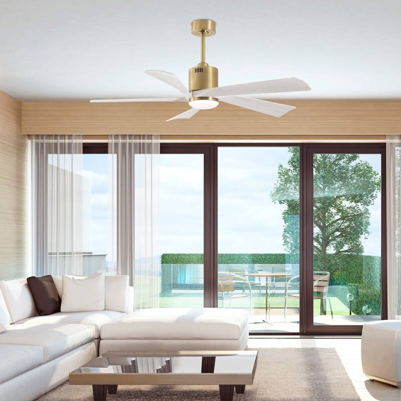 GetLedel 52" Modern 5-Blade LED Ceiling Fan with Light and Remote - 52-in