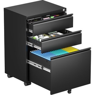3-drawer Locking Rolling Metal File Cabinet
