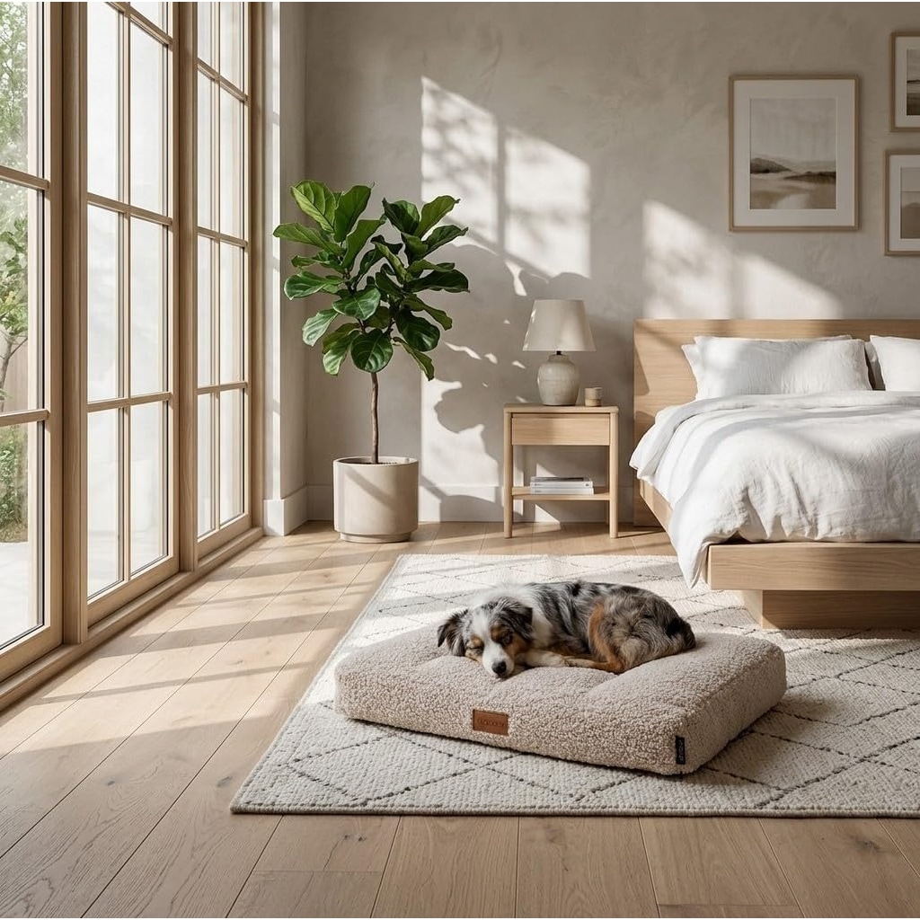 Orthopedic Dog Bed "Teddy" - S, Luxurious Fluffy Beige Removable Cover