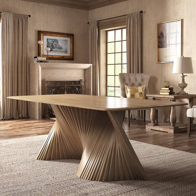 Norvik Wave Base Wood Dining Table by iNSPIRE Q Modern