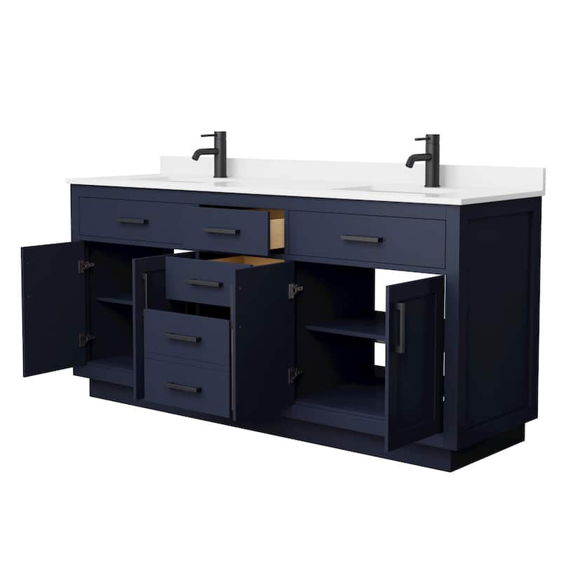 Beckett TK 72-inch Double Vanity, Single Hole Quartz Top
