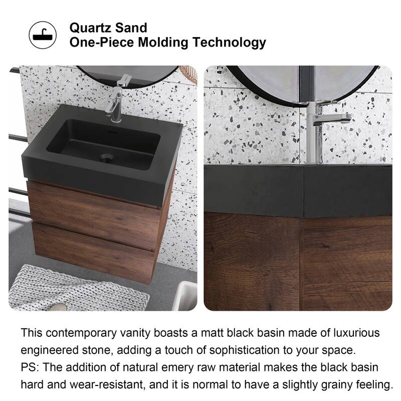 Single Sink Floating Bath Vanity in with Solid Surface Top