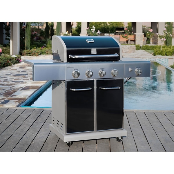 Kenmore 4 Burner Propane Gas Grill with Searing Side Burner in Stainless Steel Black On Sale Bed Bath Beyond 16964394