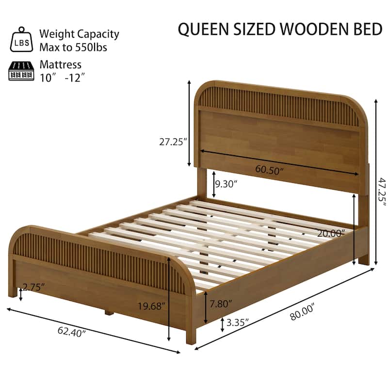 Christopher Knight Home - Modern Wood Platform Bed Frame with Headboard and Wooden Slats Support - No Box Spring Needed