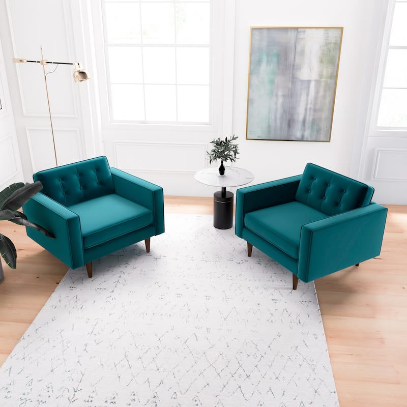 Koda Mid Century Velvet Lounge Chair (Set of 2)