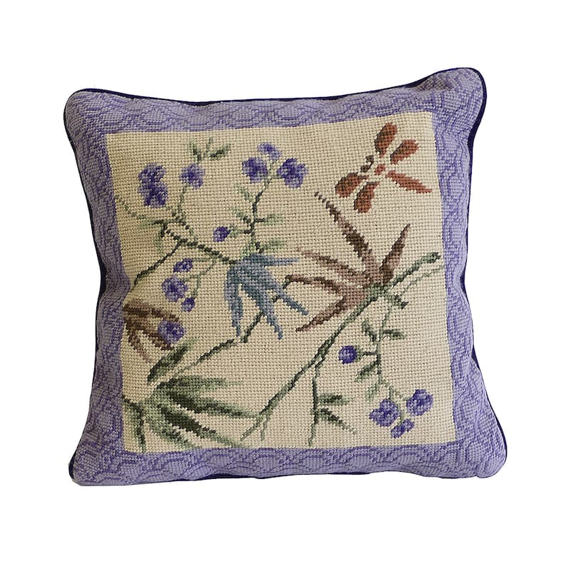 14" x 14" Bamboo Shadows Needlepoint Pillow