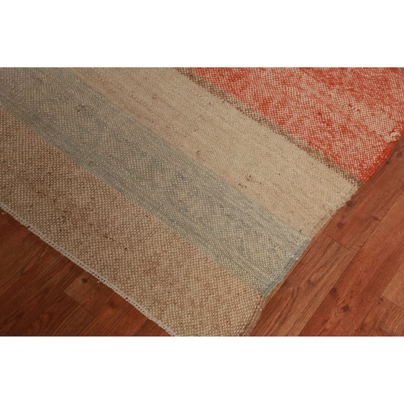 Hand Woven Oriental 100% Jute Carpet Southwestern Modern Multi-Colored Kilim Area Rug - 13' 5'' X 10' 8''