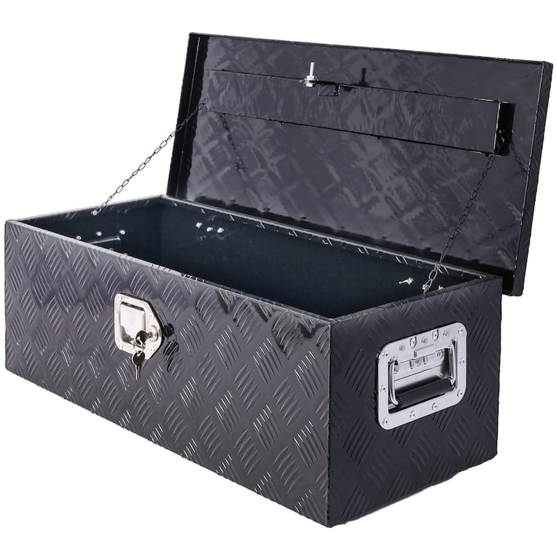 30 Inch Aluminum Truck Bed Toolbox Waterproof Storage Pick Up Truck Bed RV Trailer Toolbox With Side Handle Lock Keys