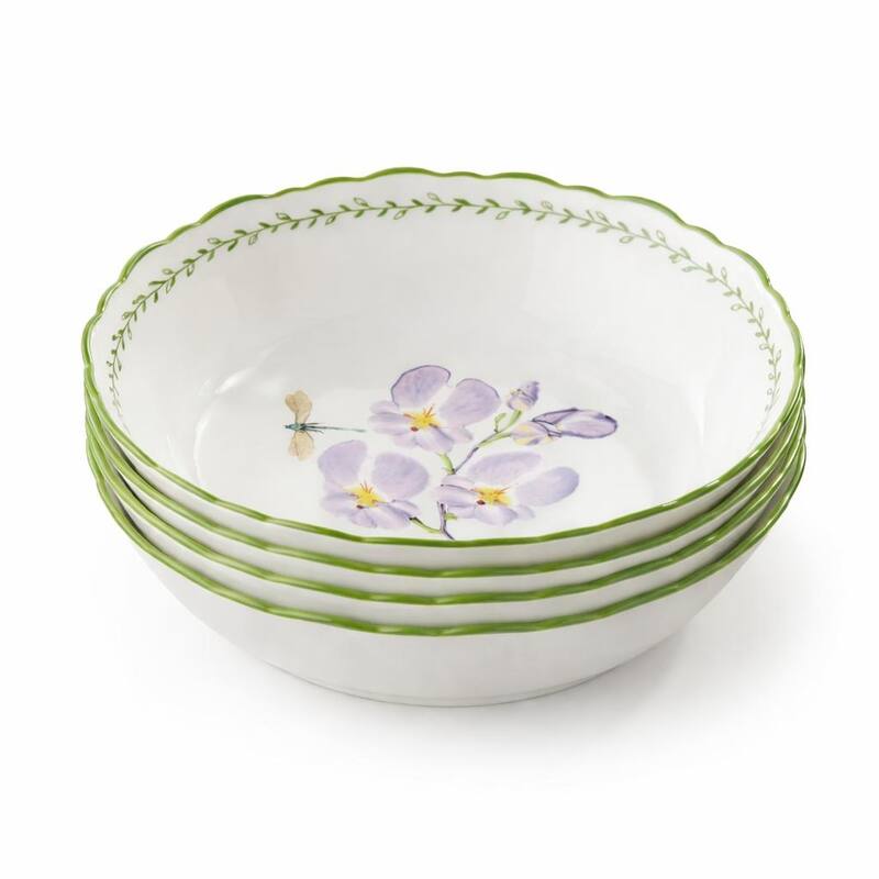 Certified International Mirabella 9" Soup/Cereal Bowls, Set of 4 Assorted Designs - 9.00"L x 9.00"W x 2.00"H
