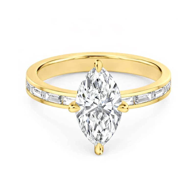 Auriya 14K Gold Baguette Channel Marquise Diamond Engagement Ring 1.00 - 5.00ct. tw. (F-G, VS) - 3.00 carats - 4 - Yellow