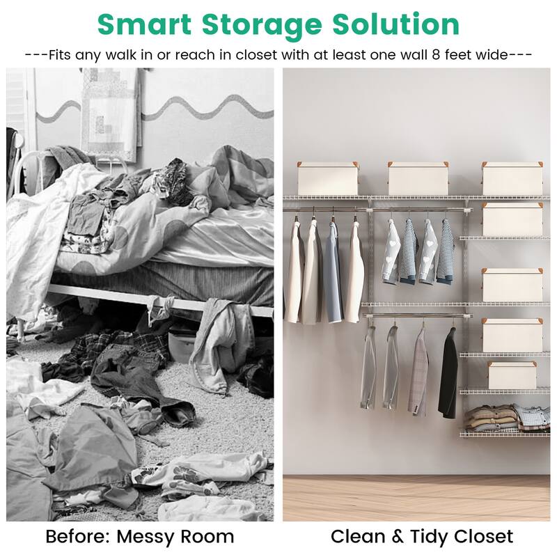 Gymax Custom Closet Organizer Kit 4 to 6 FT Wall-mounted Closet System