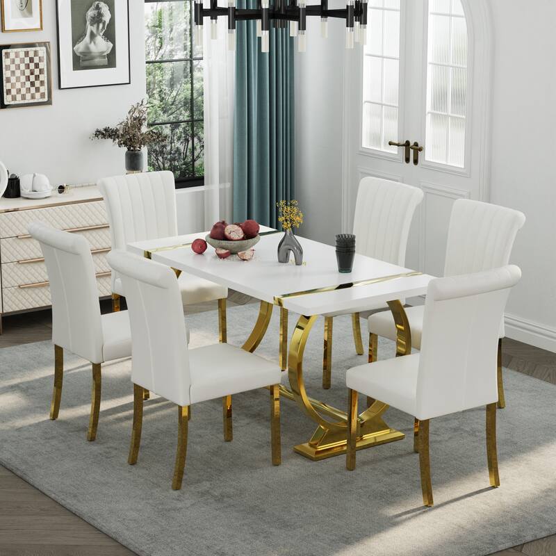 Luxury PU Leather Parsons Dining Chairs Side Chairs with Rolled Back and Stainless Steel Legs