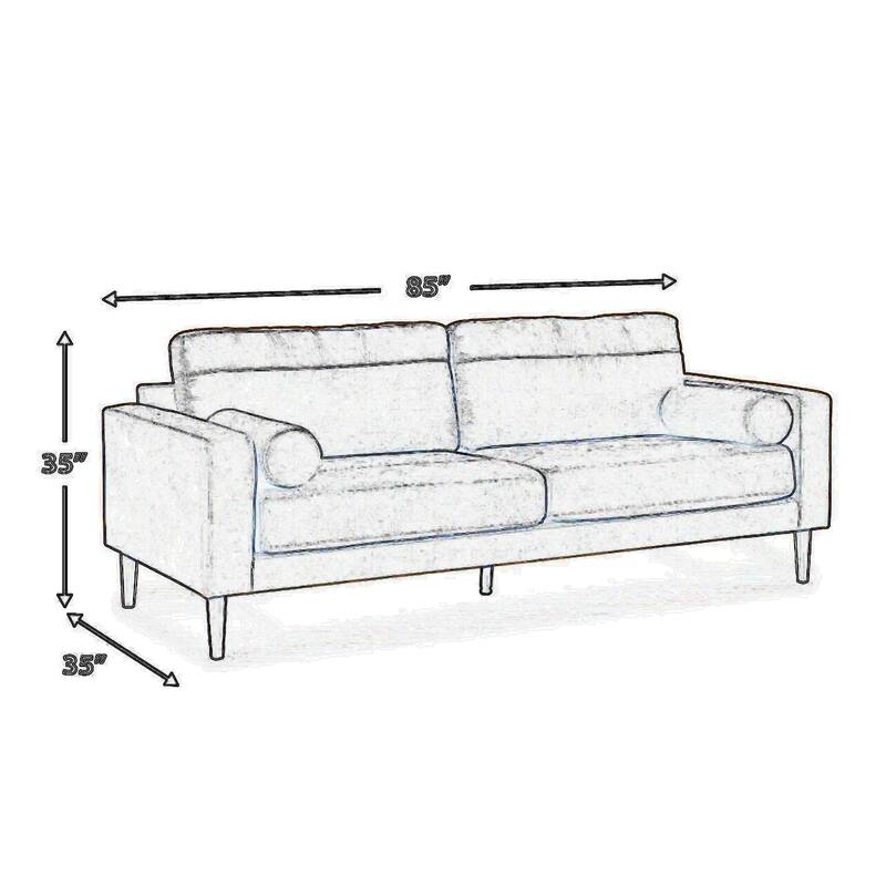 Tely 85 Inch Sofa, Transitional Style, Soft Caramel Brown Faux Leather