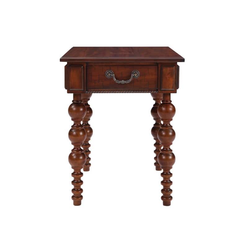 Retro 24" Solid Wood End Table with Drawer Easy Assembly Vintage Narrow Sofa Side Table for Living Room