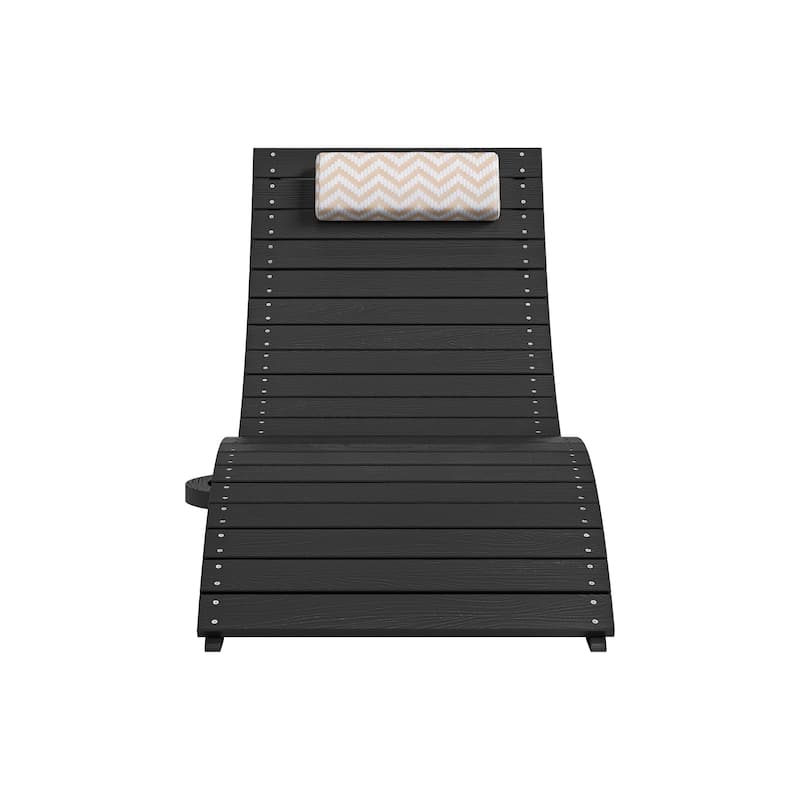 Folding HDPS Plastic Outdoor Pool Chaise Lounges Lounge Chair Outdoor with Headrest Cushions