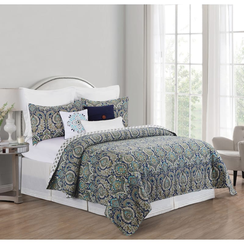 Kingstown Cotton Damask Quilt Set