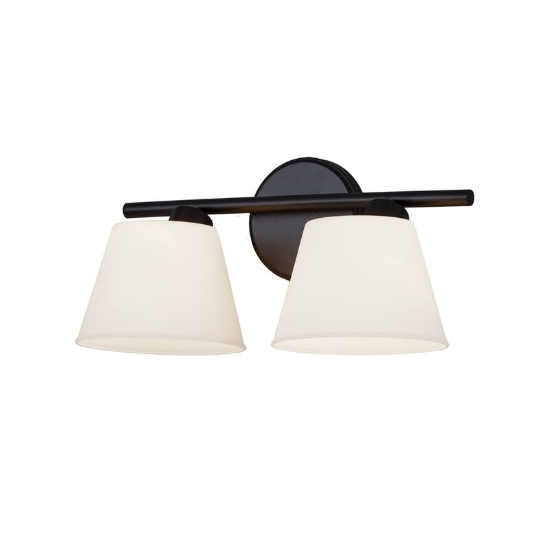 Justice Design Group Envoy 2-Light Bath Bar with Opal Glass Shade - Matte Black