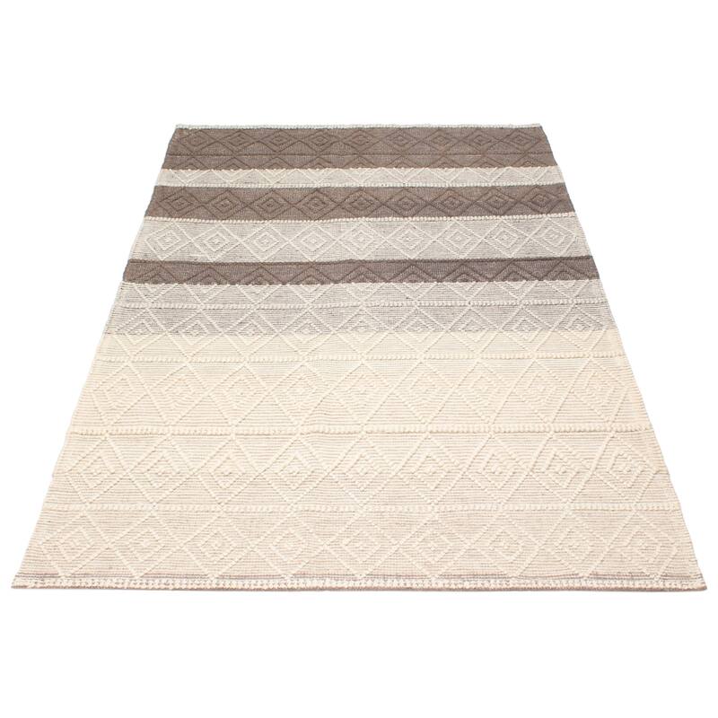 ECARPETGALLERY Braid weave Sienna Brown Wool Rug - 6'1 x 9'1