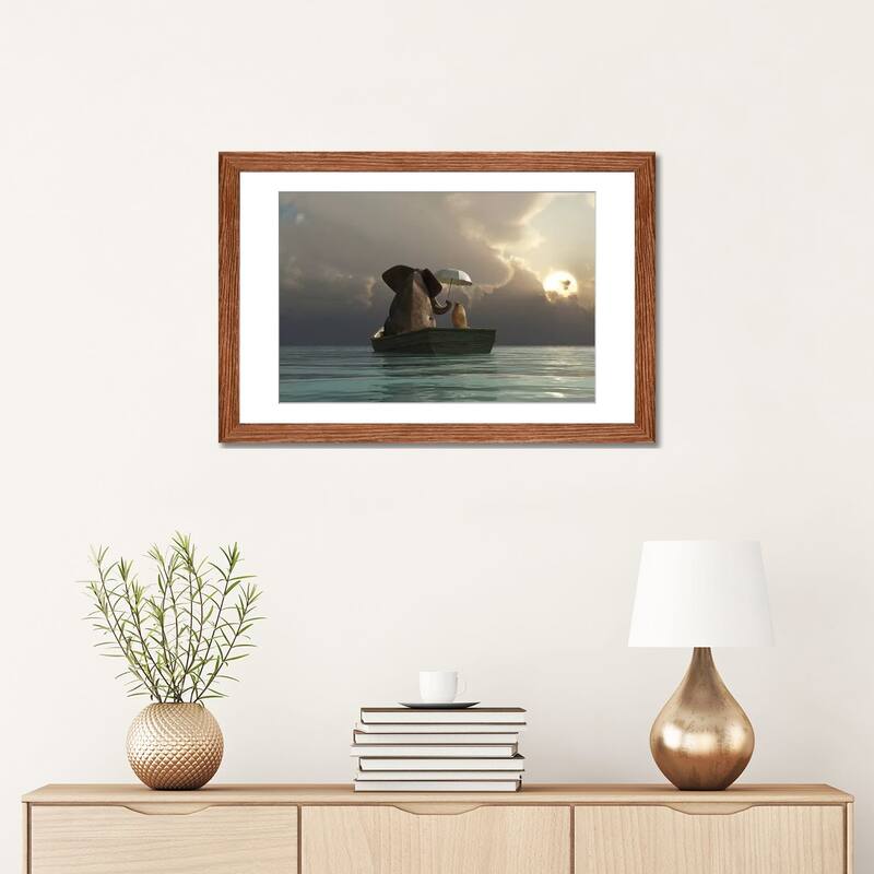 iCanvas "Elephant And Dog Are Floating In A Boat" by Mike Kiev PFA