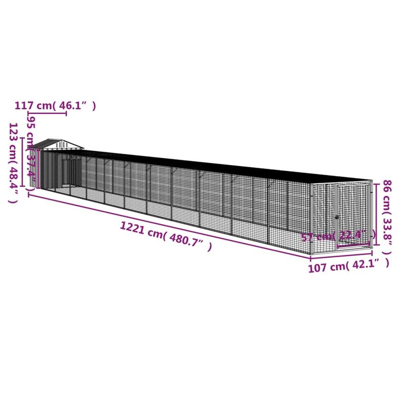 vidaXL Chicken Cage with Run Light Gray/Anthracite multisize Galvanized Steel