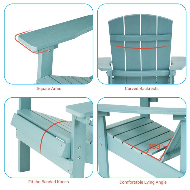 BONOSUKI Patio Adirondack Chair w/Cupholder,Weather Resistant-Set of 4