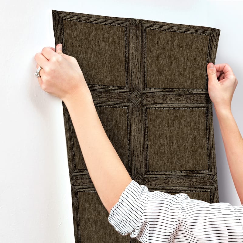 Chris Loves Julia x A-Street Prints Moorland Dark Brown Wood Panel Wallpaper