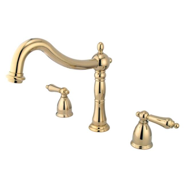 Elements Of Design Double Handle 8" to 14" Widespread Deck Mounted - Polished Brass (PVD)