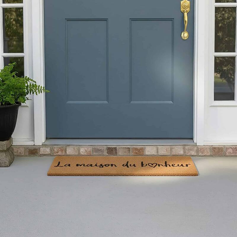 La Maison du Bonheur 30x10 Long Sheltered Front Door Mat Coco Natural - 30 L x 10 W x 5/8 H