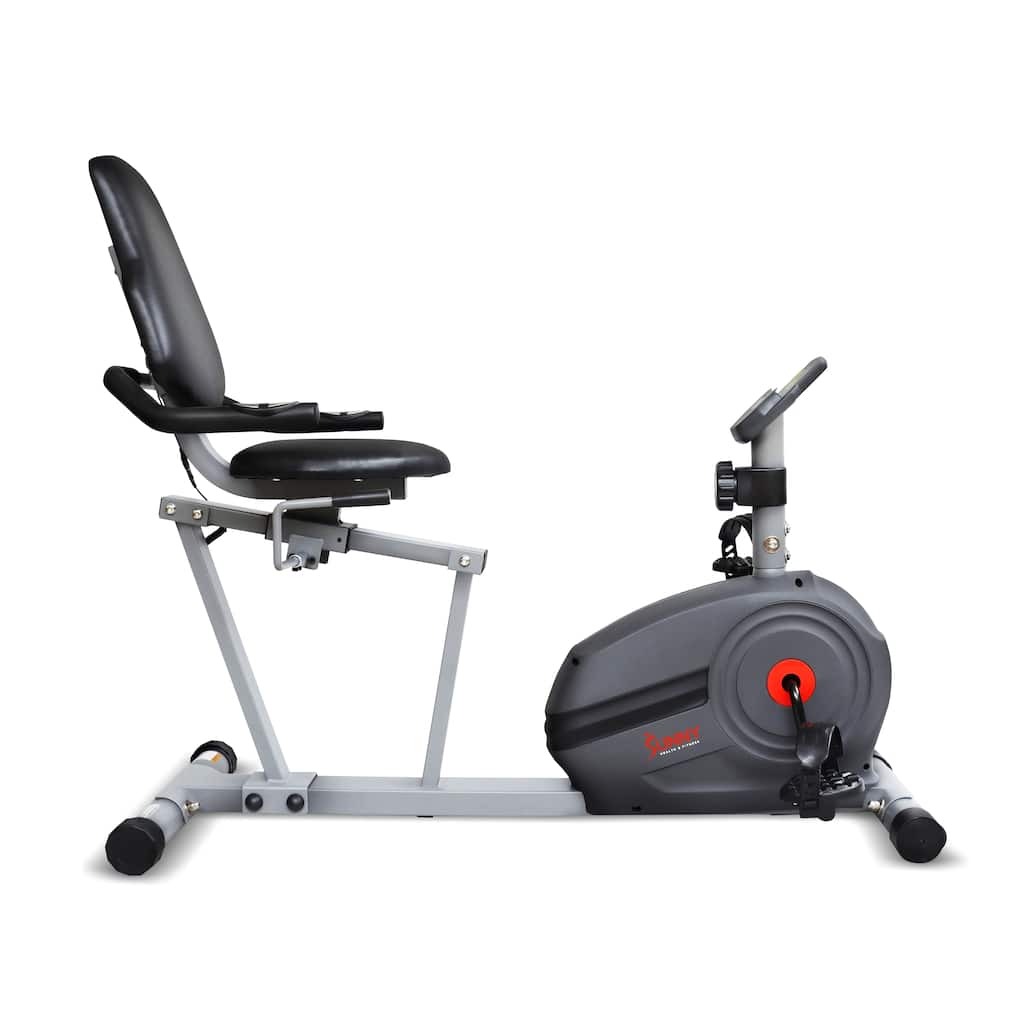 Sunny Health & Fitness Essentials Series Magnetic Smart Recumbent Bike SF-RB422903 - 52.4L x 26.4W x 41.5H