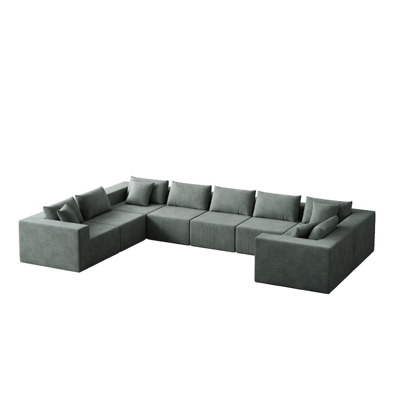 188-Inch Corduroy Modular L Shaped Sectional Sofa, Luxury Floor Couch Set, Foam-Filled Compressed Sofa