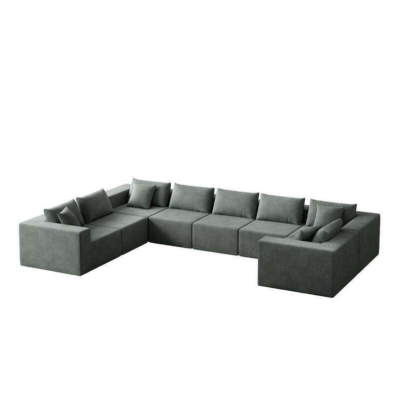 Luxury Floor Standing Couch Set Sectional Sofa Set Corduroy Upholstered Modular Sofa - Freely Combined Into Various Shapes