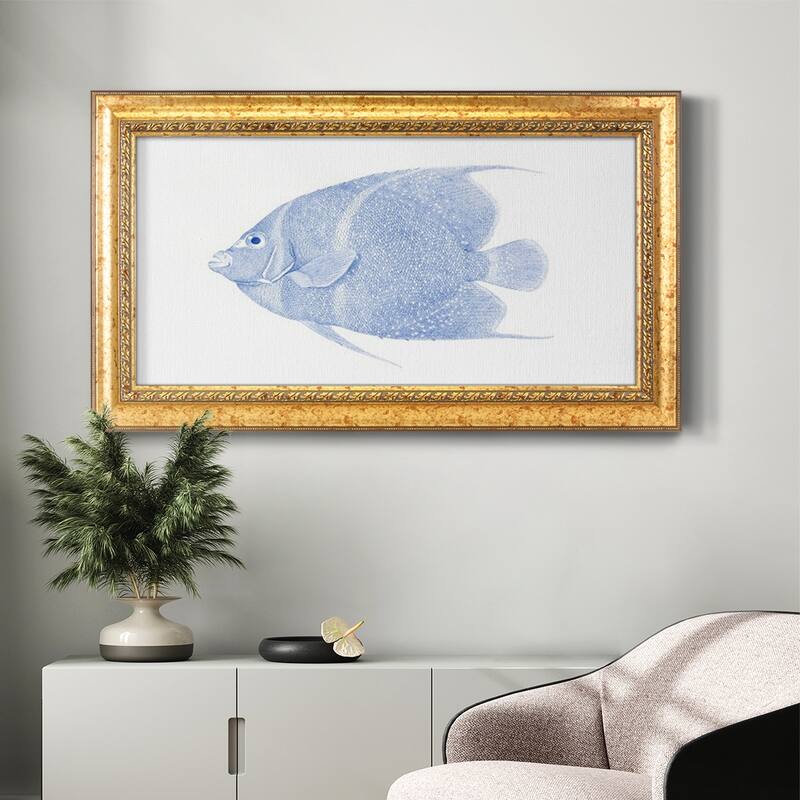 Blue & White Tropical Fish V Premium Framed Canvas- Ready to Hang