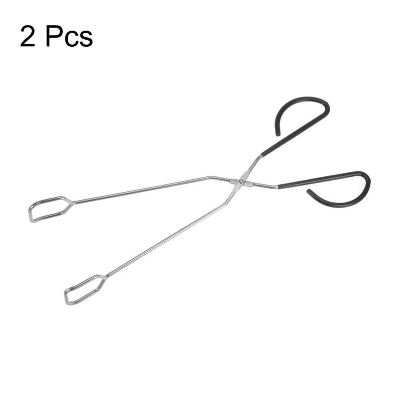 2pcs Stainless Steel Scissor Tongs 16" Barbecue Grilling Tongs with Black Handle
