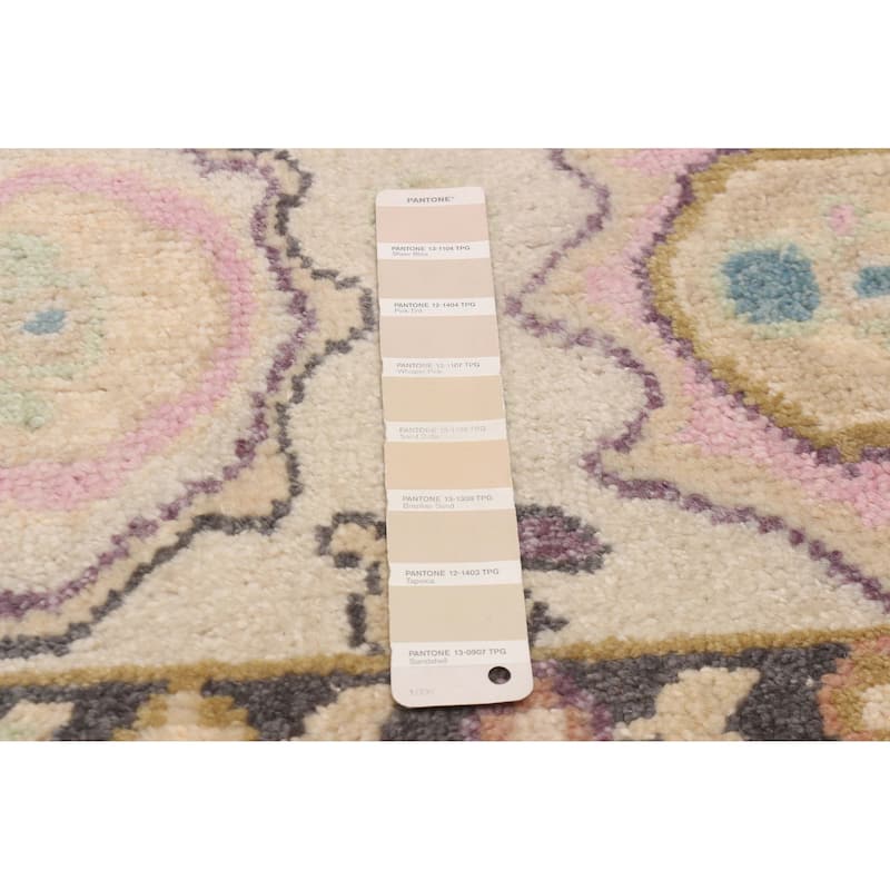ECARPETGALLERY Hand-knotted Modern Oushak Ivory Wool Rug - 2'5 x 5'10