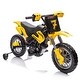 preview thumbnail 41 of 58, 12V Kids Ride-On Electric Motorcycle - Twist Grip Throttle, Training Wheels, Dirt Bike Design Yellow