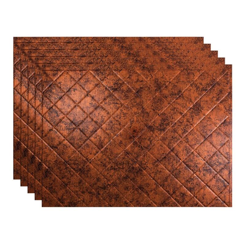 Fasade Quilted Decorative Vinyl 18in x 24in Backsplash Panel in Moonstone Copper - 5 Pack