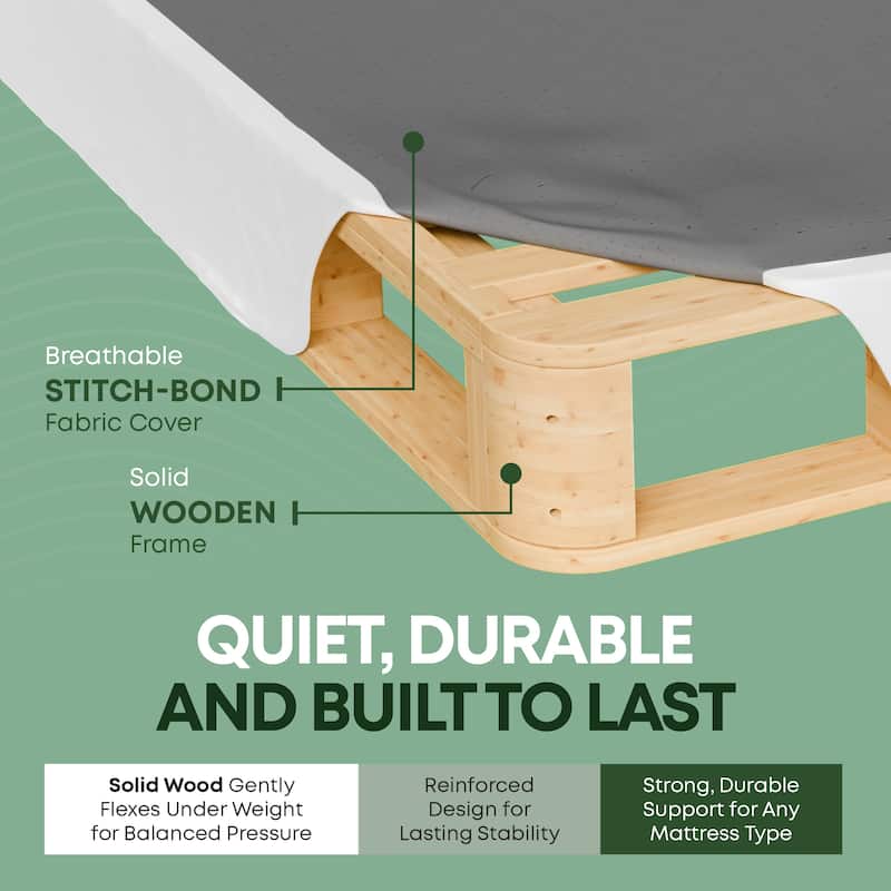 ONETAN, 4.5-Inch & 8-Inch Sturdy Wood Box Spring for Mattress Support - Durable and Easy to Assemble Natural Wood Foundation