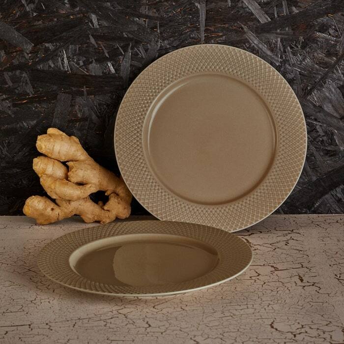 Rhombe Earth Lunch Plate Set, Clay, 4 Pcs. - 9.1
