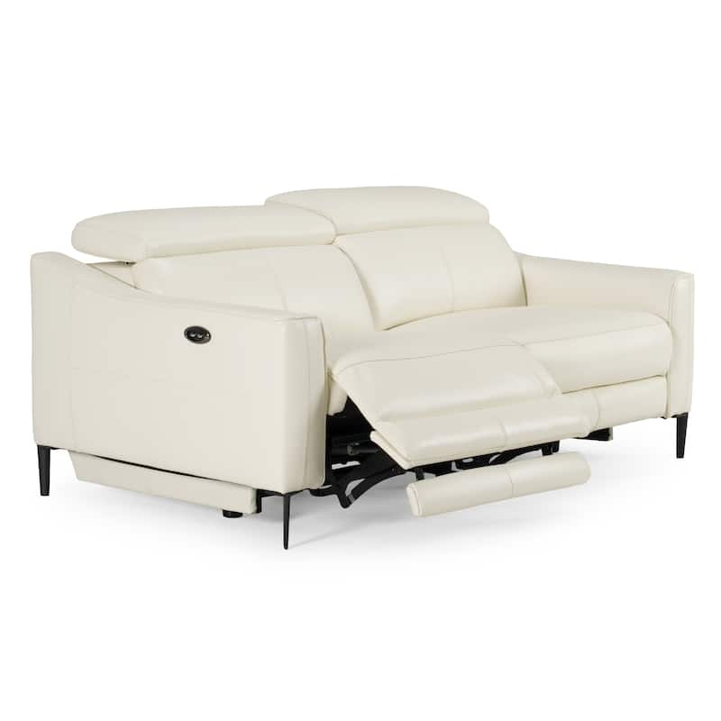 Divani Casa Eden Modern White Leather Sofa With 2 Recliners