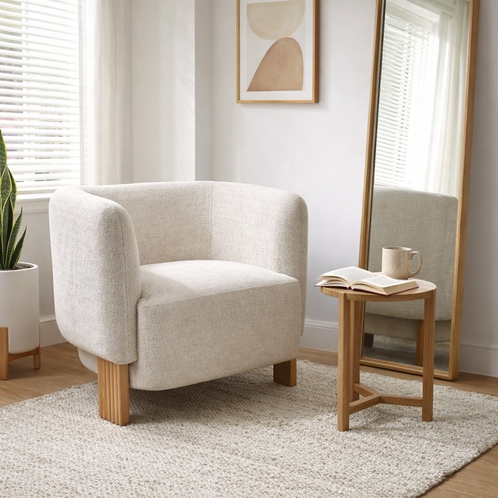 Compact Barrel Accent Chair with Curved Back - 32.25"