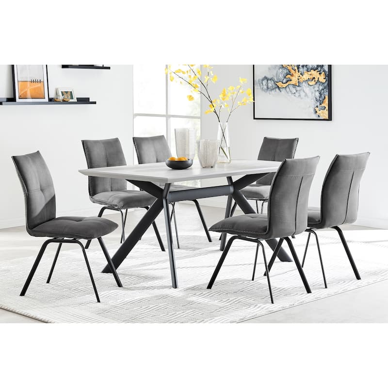 Margot 63" Light or Dark Gray Dining Table with Trestle Base